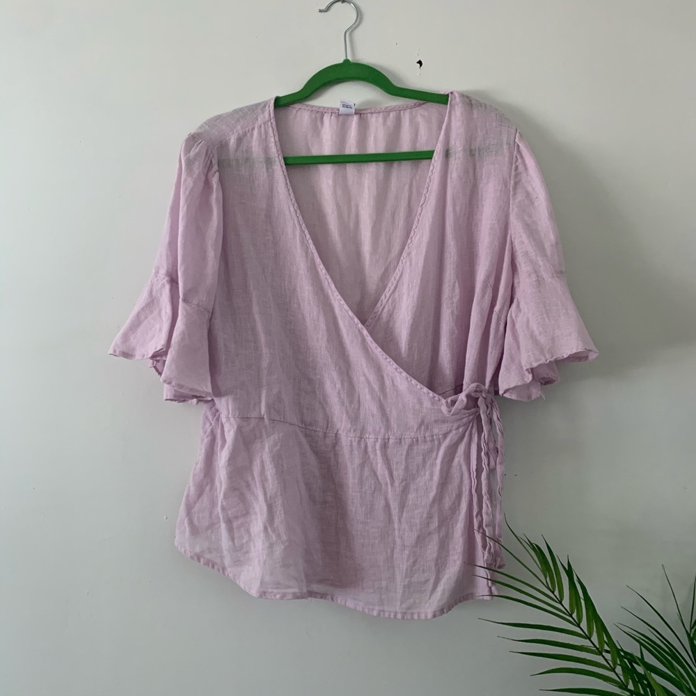 XL Linen Wrap Top